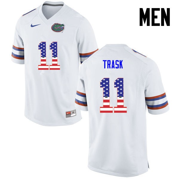 Florida Gators Men #11 Kyle Trask College Football USA Flag Fashion White